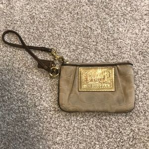 Coach Tan/Brown and Gold Clutch